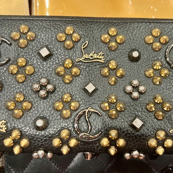 Christian Louboutin Black and Gold Embellished Wallet